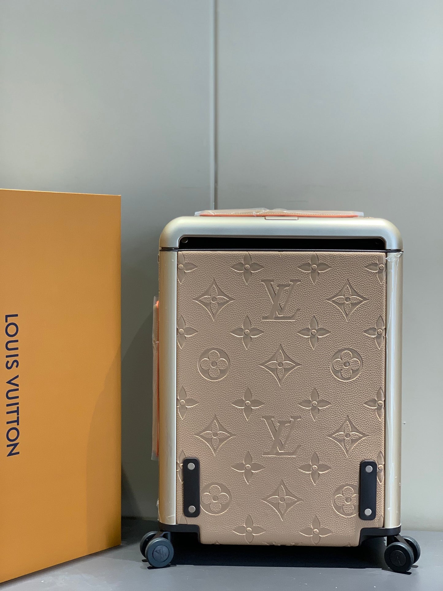 Luxury Embossed Monogram Nude Pink Carry-On Luggage Rolling Suitcase