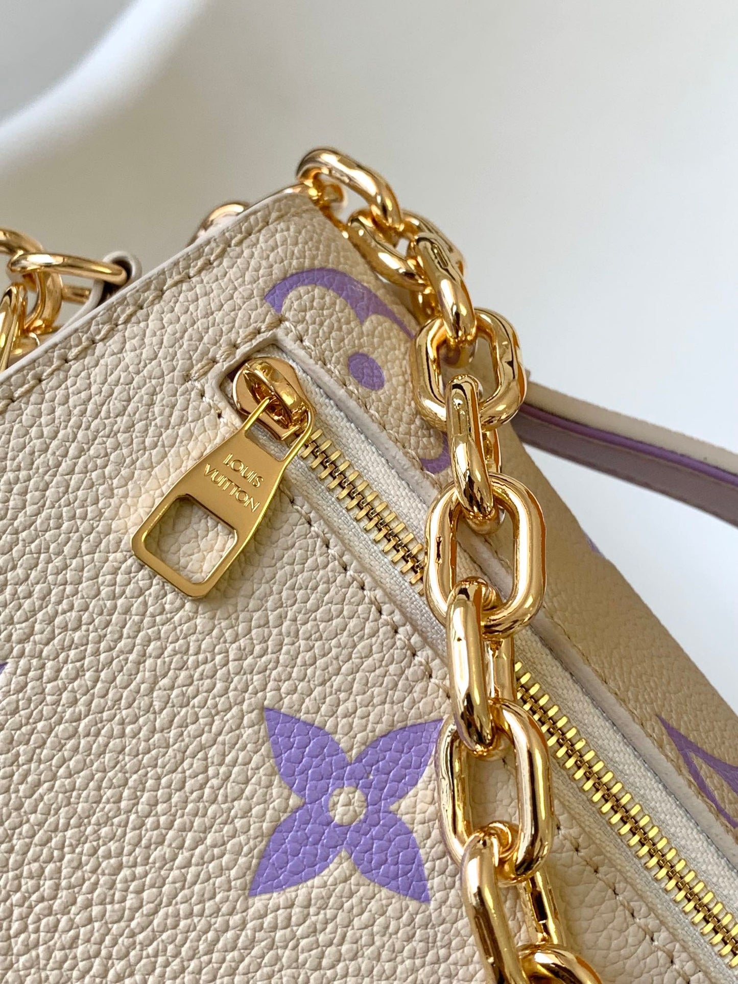 Louis Vuitton Lilac and Cream Monogram Embossed Leather Flap Crossbody Bag