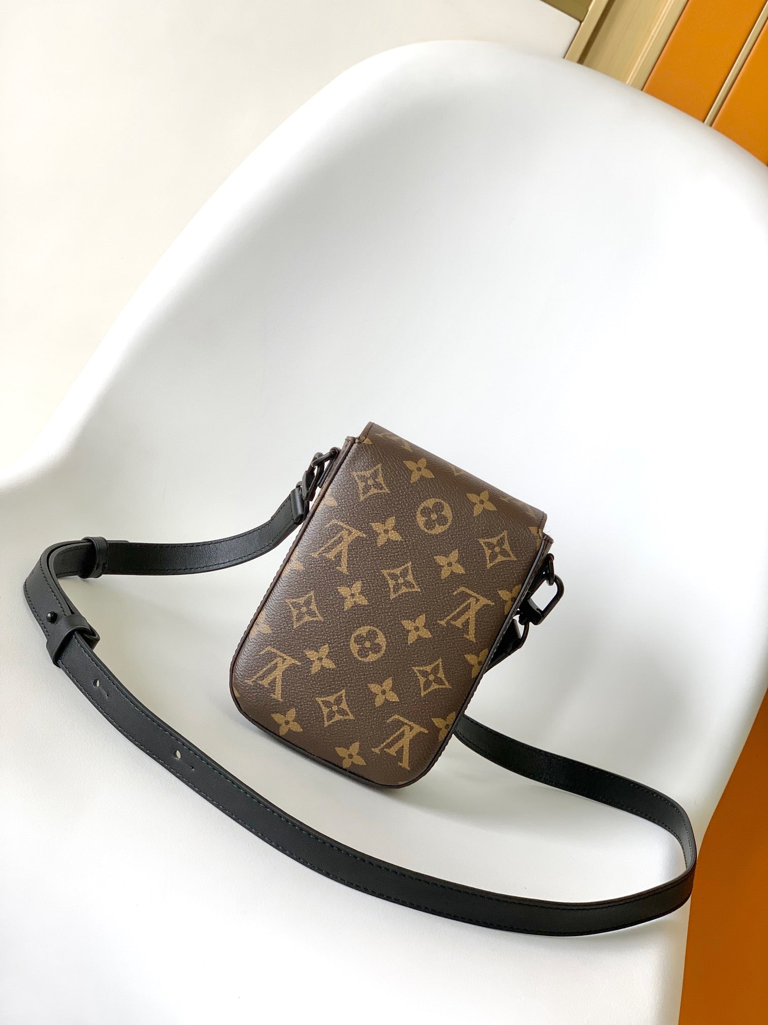 Louis Vuitton Brown Monogram Canvas Vertical Crossbody Phone Bag with Strap