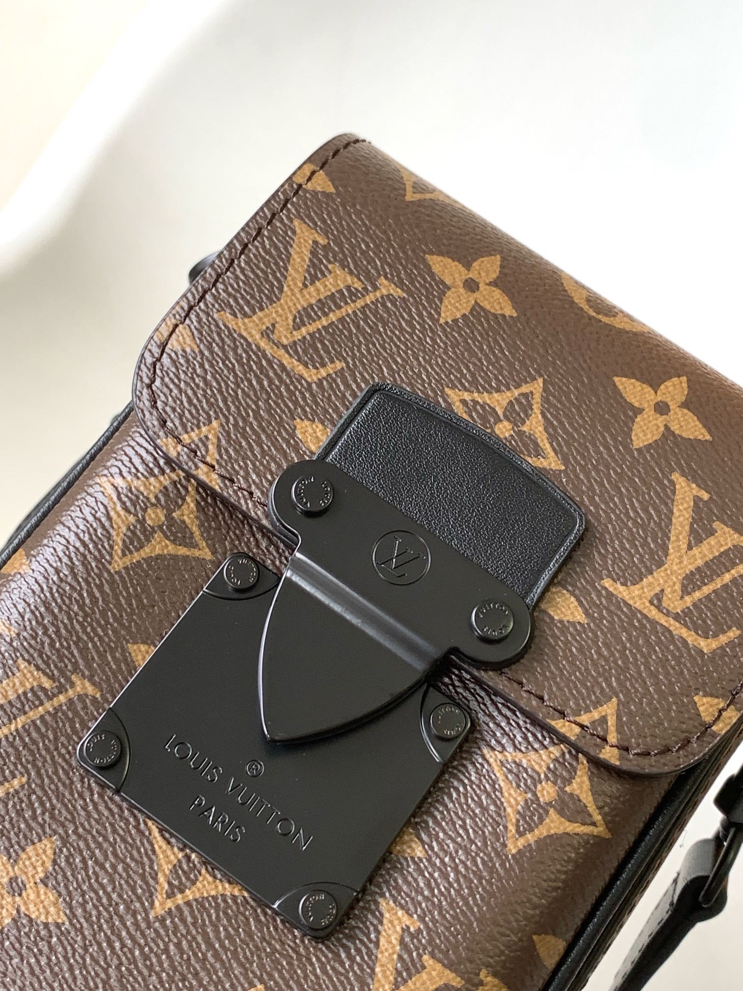 Louis Vuitton Brown Monogram Mini Crossbody Bag with Black Leather Shoulder Strap