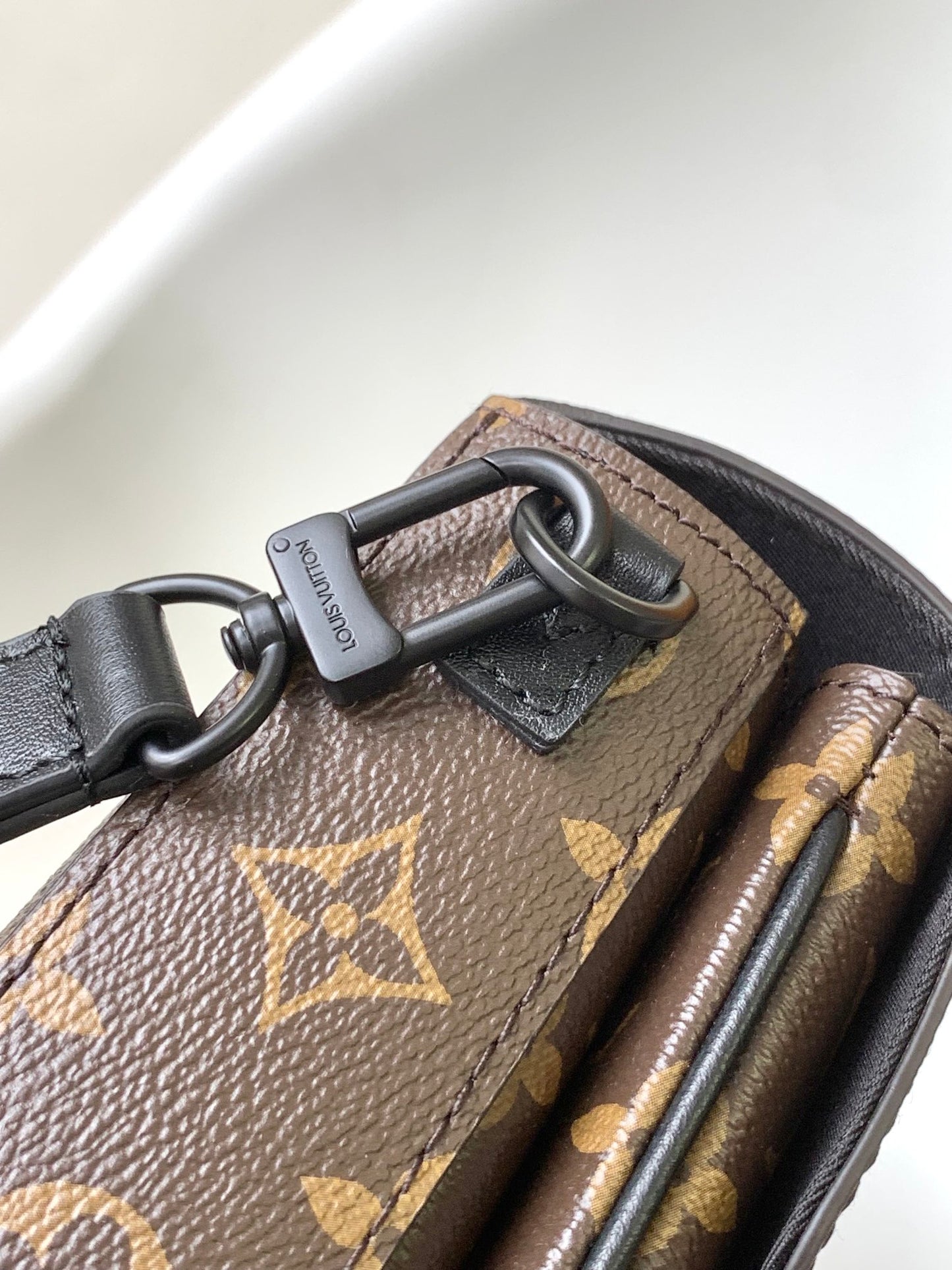Louis Vuitton Brown Monogram Mini Crossbody Bag with Black Leather Shoulder Strap