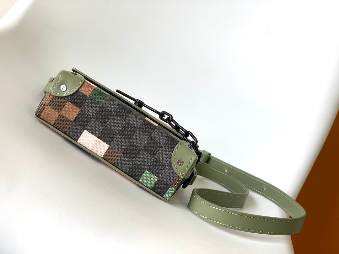Louis Vuitton Pixelated Green Camo Mini Trunk Crossbody Bag with Chain