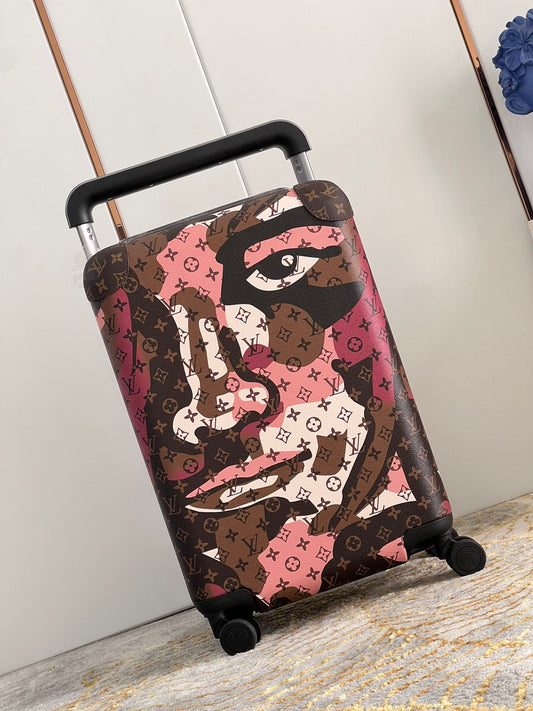 Modern Abstract Face Print Hardshell Spinner Luggage Suitcase