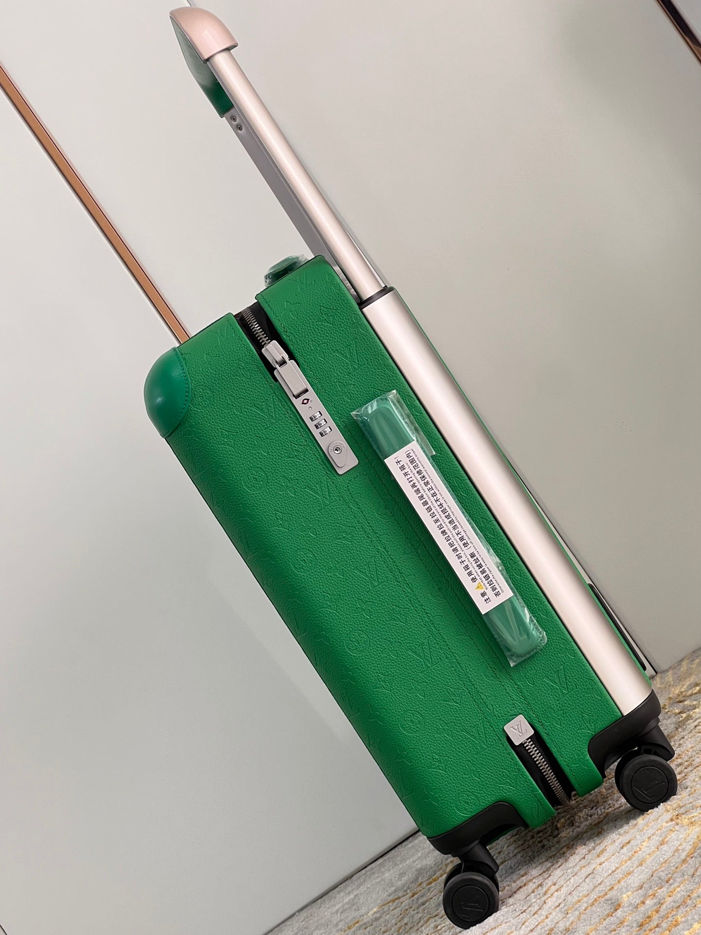 Green Textured Hardshell Carry-On Luggage with Spinner Wheels