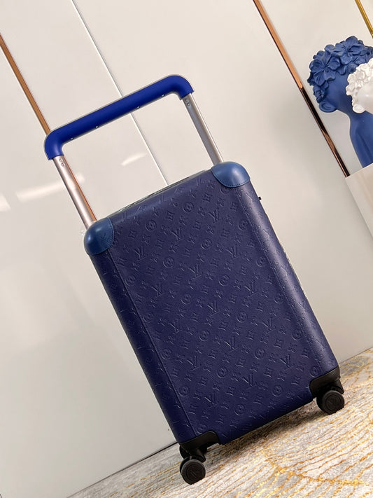 Navy Blue Textured Hardside Spinner Luggage Carry-On Suitcase