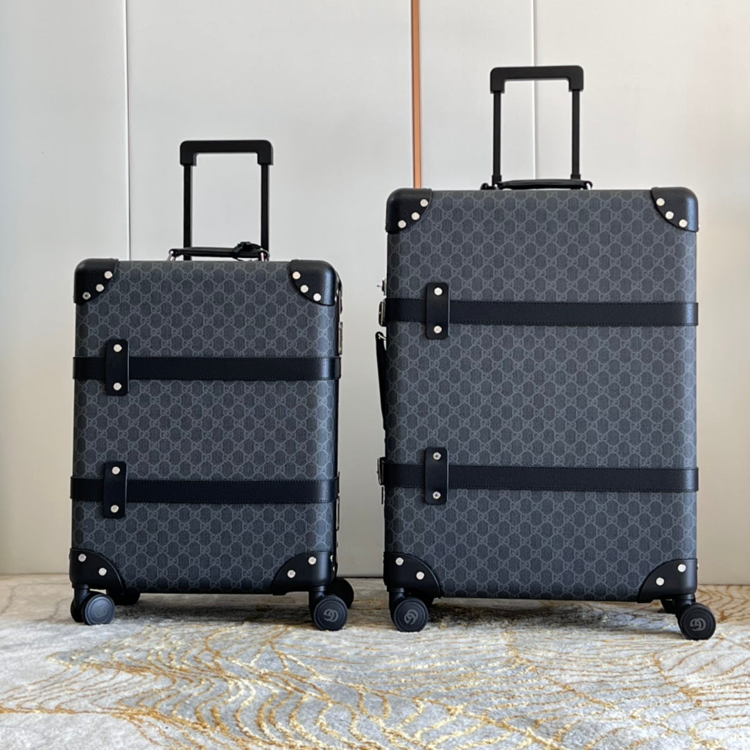 Vintage Gray Checkered Hardside Luggage Set with Spinner Wheels