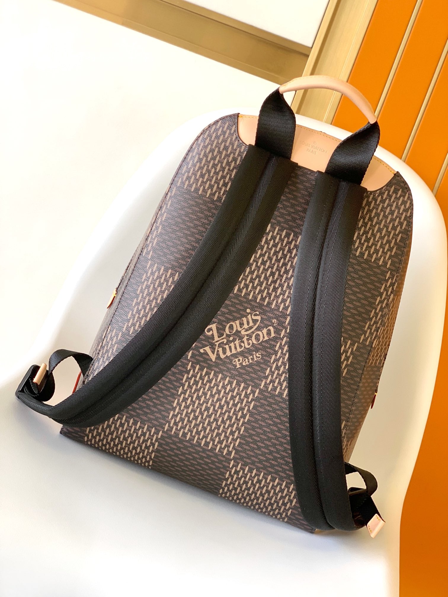 Louis Vuitton Luxury Brown Patchwork Monogram and Checkerboard Canvas Backpack