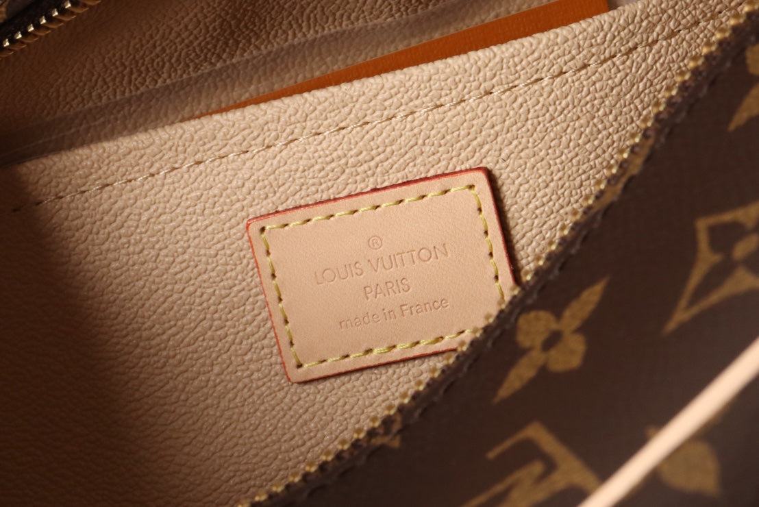 Louis Vuitton Luxury Brown Monogram Toiletry Bag with Top Leather Handle