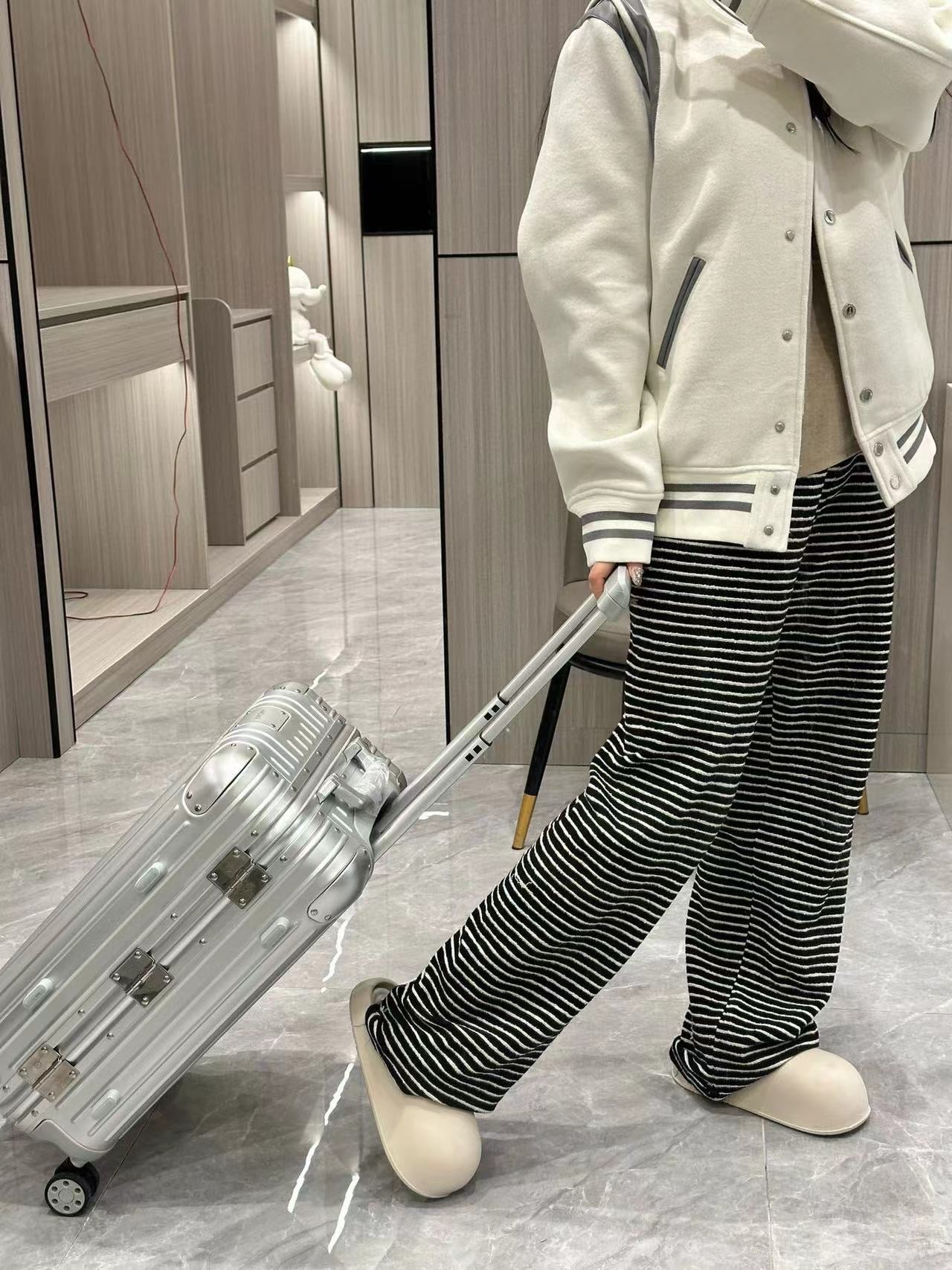 Modern Silver Hardside Spinner Carry-On Travel Suitcase