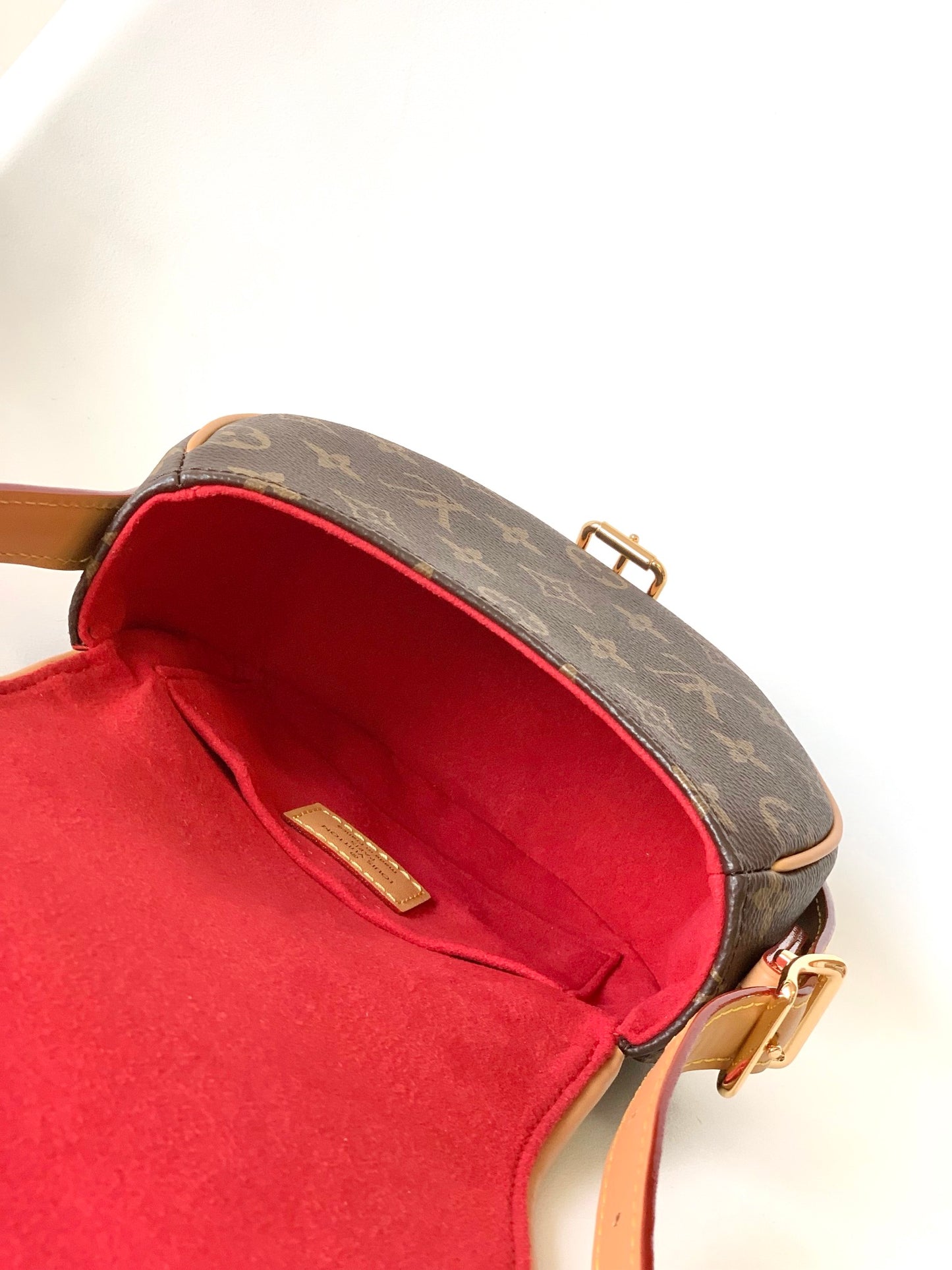 Louis Vuitton Brown Monogram Canvas Crossbody Saddle Bag with Leather Trim