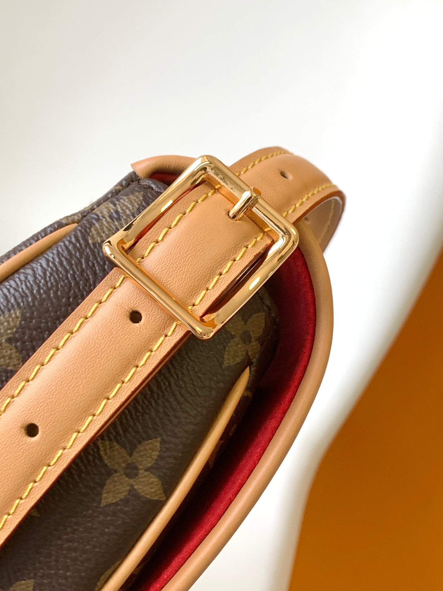 Louis Vuitton Brown Monogram Canvas Crossbody Saddle Bag with Leather Trim