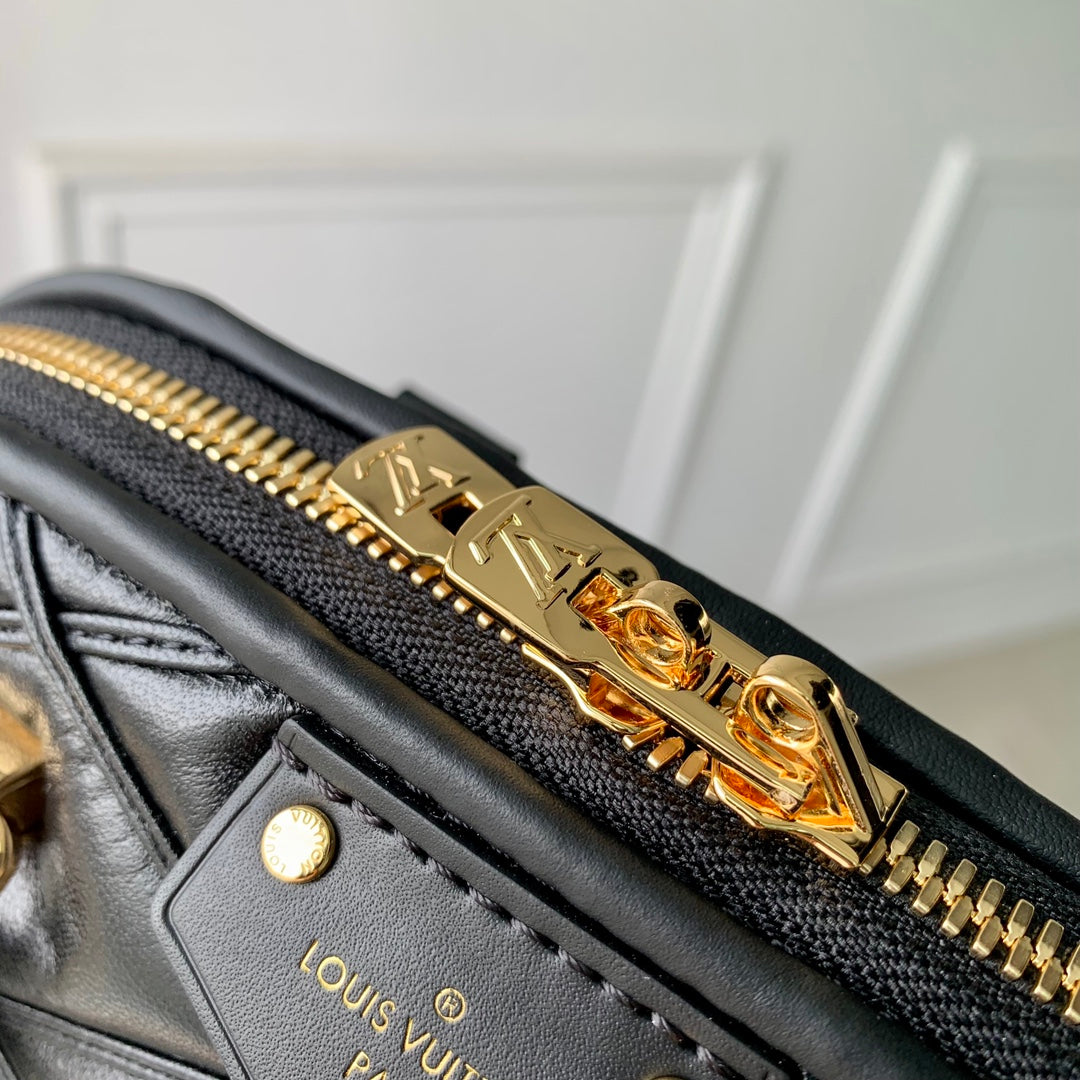Louis Vuitton Classic Black Quilted Leather Top Handle Dome Shoulder Bag