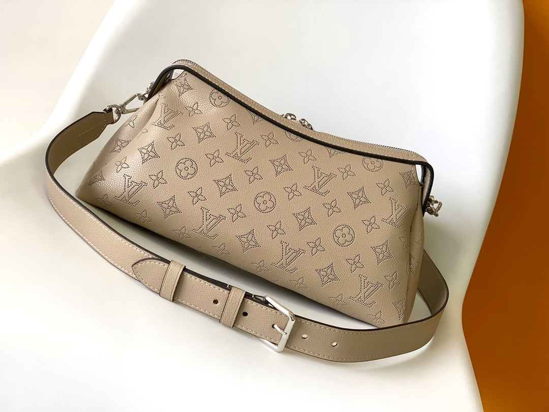 Louis Vuitton Taupe Monogram Embossed Leather Hobo Bag with Chain Strap