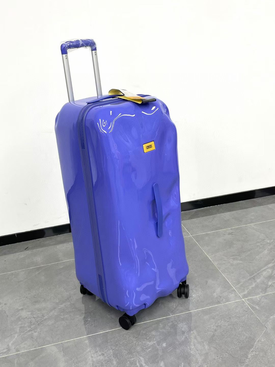 Purple Pre-Dented Hard Shell Suitcase Unique Crinkled Finish Luggage