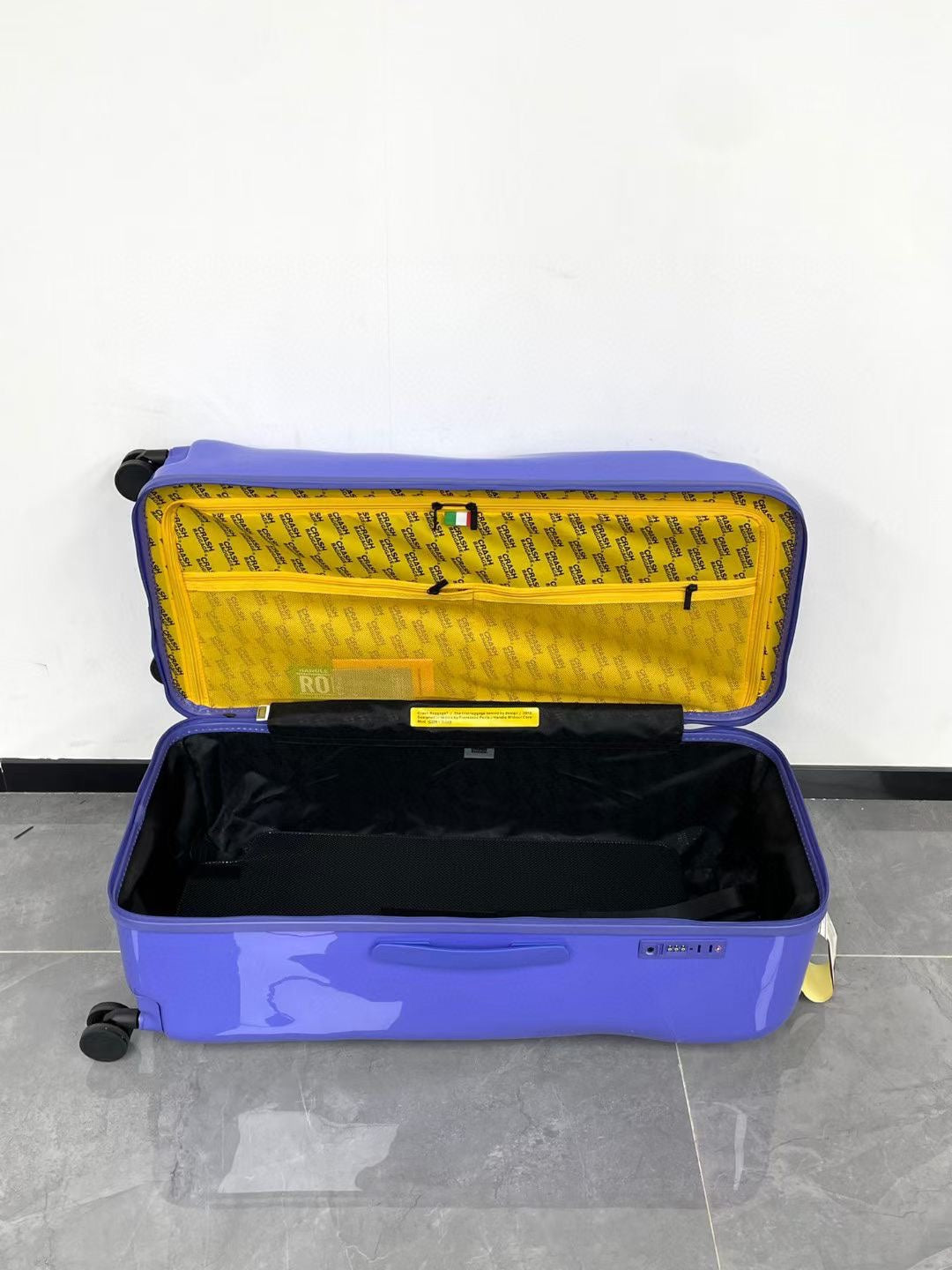 Purple Pre-Dented Hard Shell Suitcase Unique Crinkled Finish Luggage