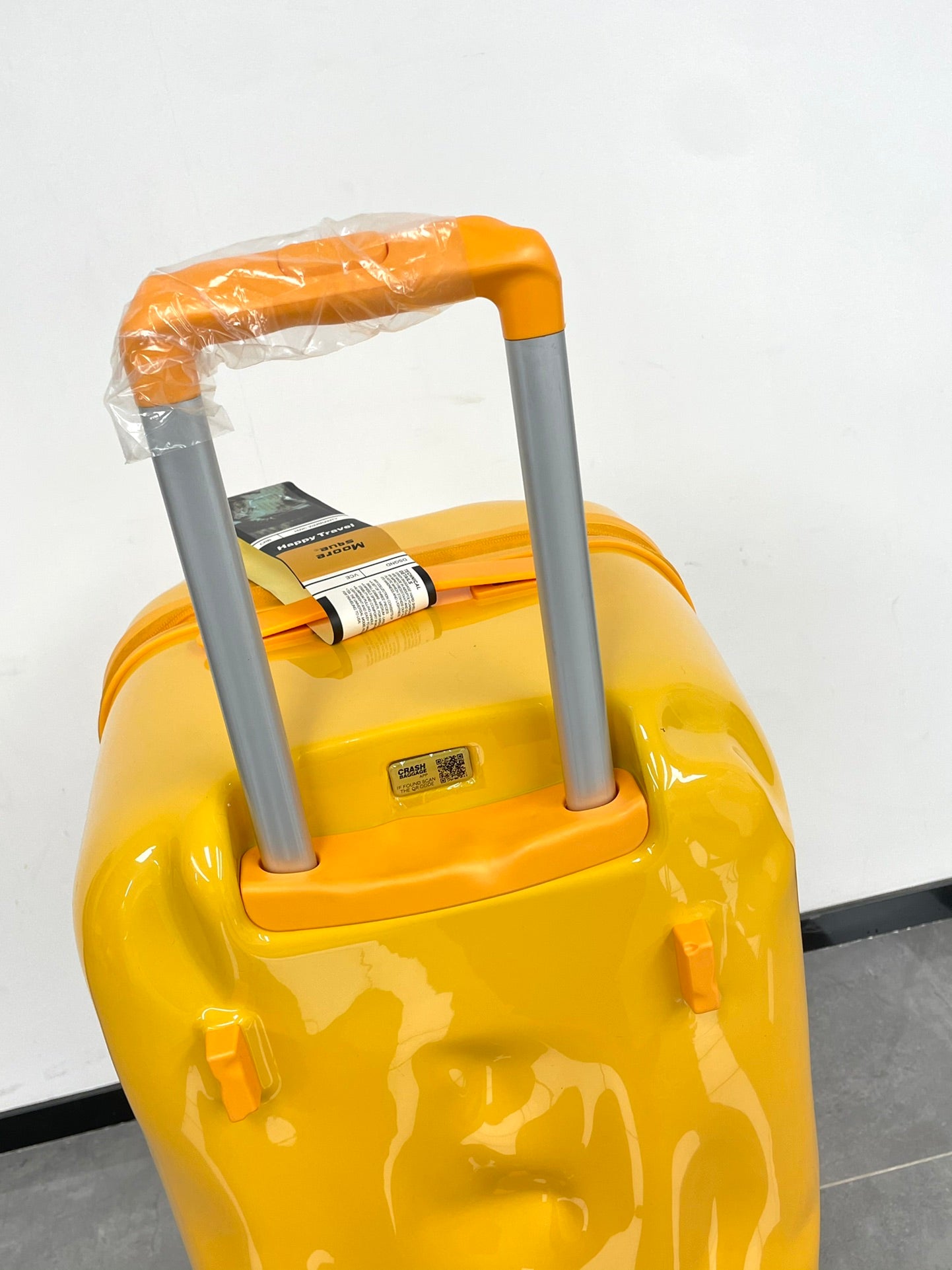 Bright Yellow Glossy Waterproof Rolling Suitcase Travel Luggage