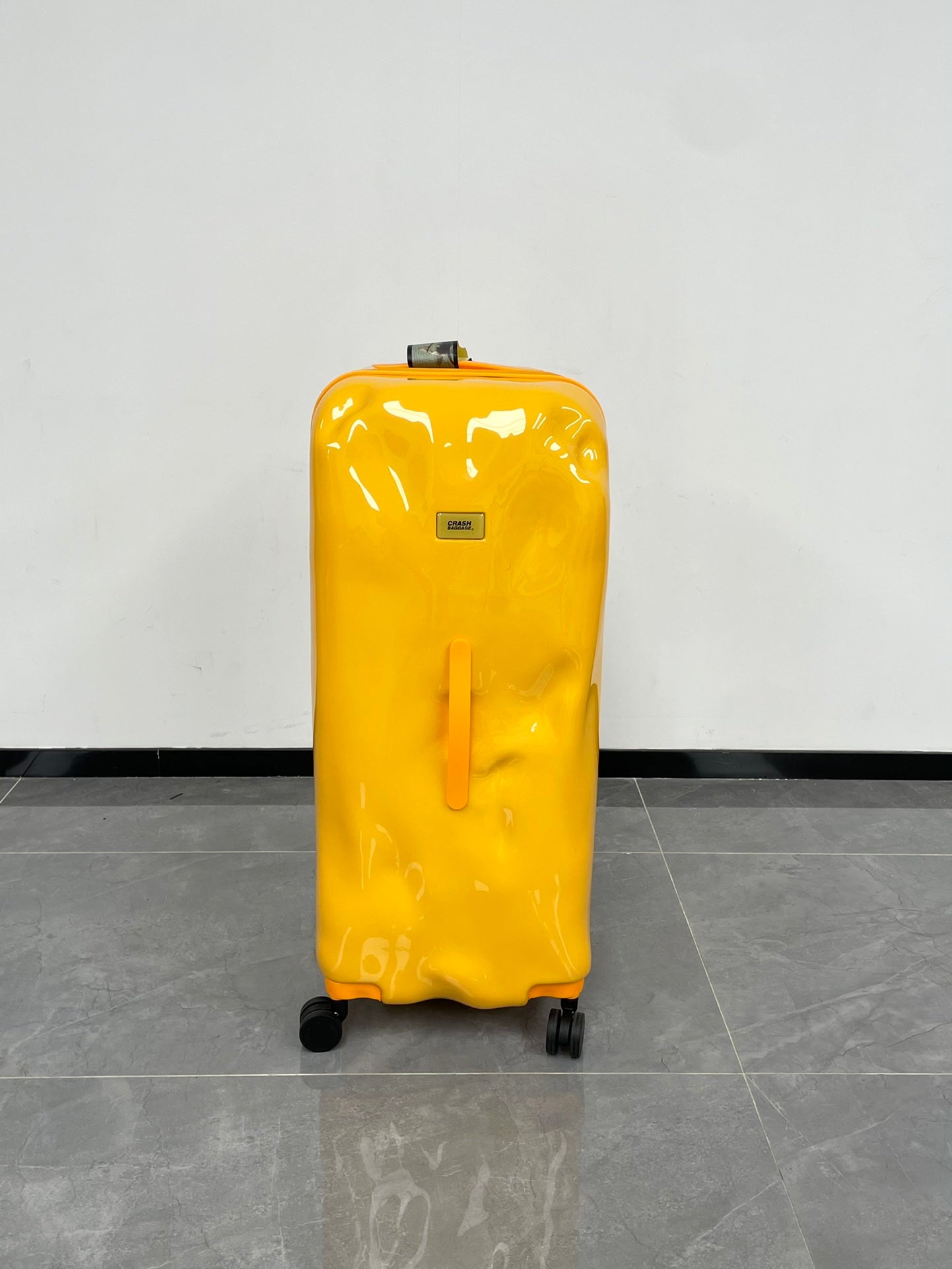 Bright Yellow Glossy Waterproof Rolling Suitcase Travel Luggage
