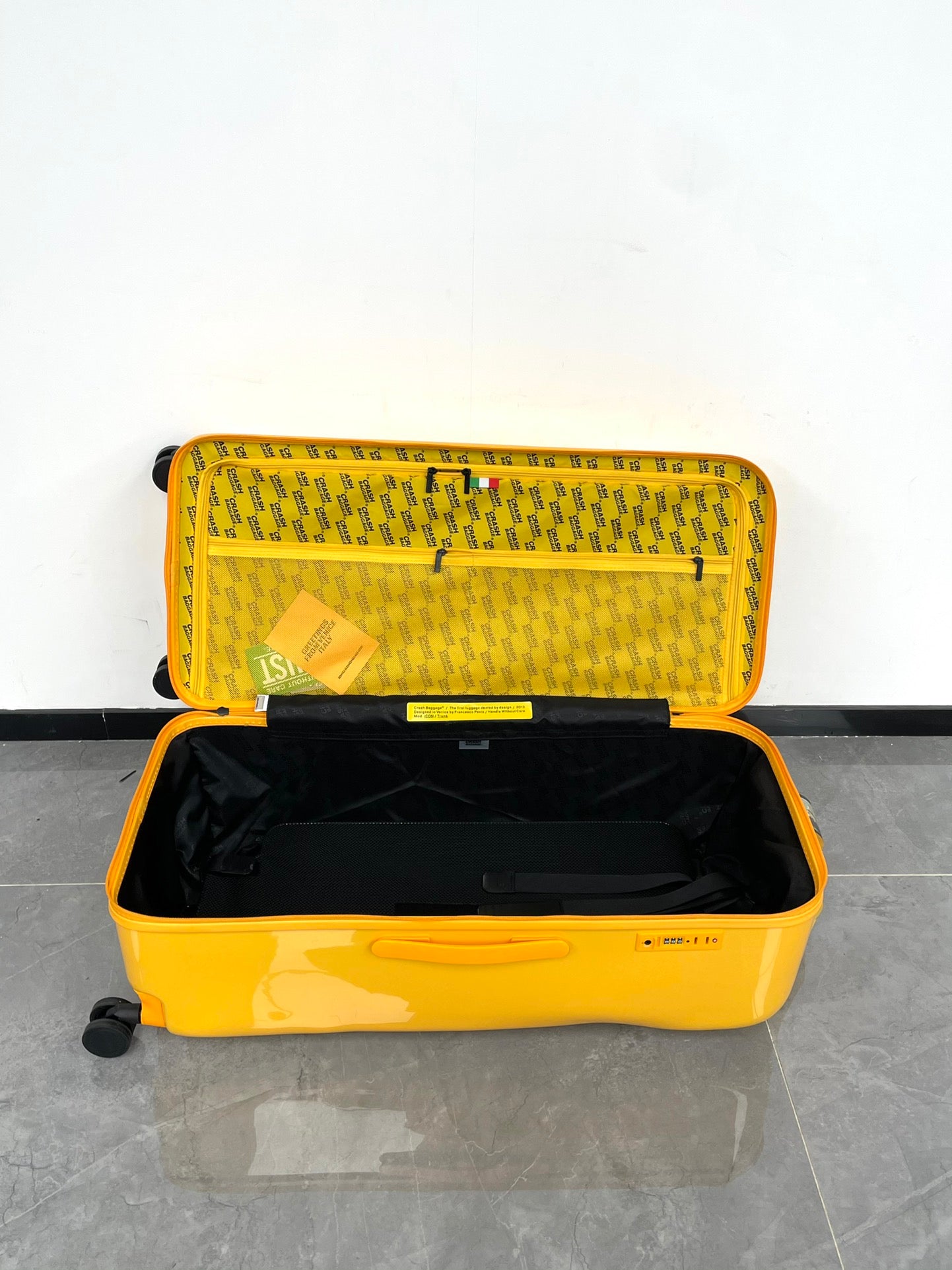 Bright Yellow Glossy Waterproof Rolling Suitcase Travel Luggage