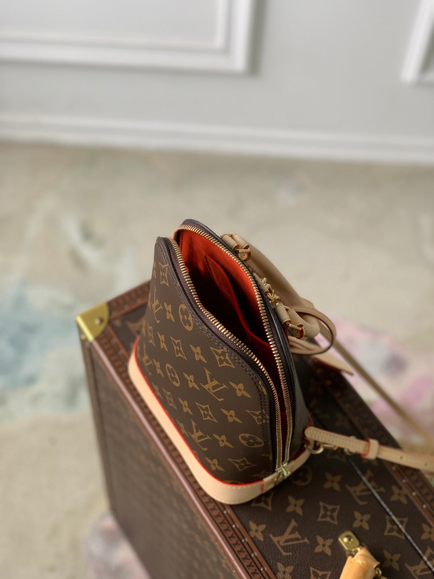 Louis Vuitton Classic Monogram Brown Canvas Mini Backpack with Leather Trim