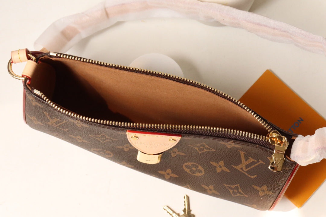 Louis Vuitton Classic Brown Monogram Print Shoulder Bag with Lock Accent