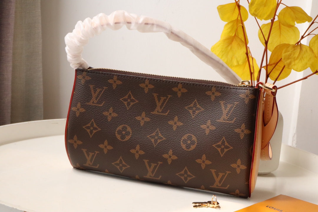 Louis Vuitton Classic Brown Monogram Print Shoulder Bag with Lock Accent