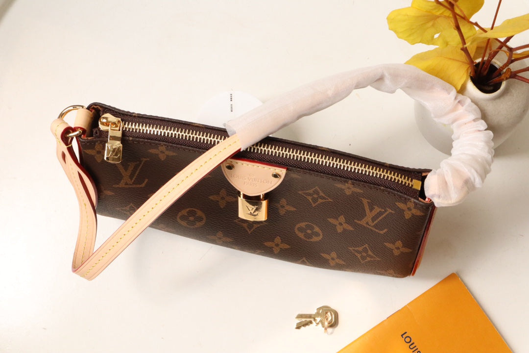 Louis Vuitton Classic Brown Monogram Print Shoulder Bag with Lock Accent