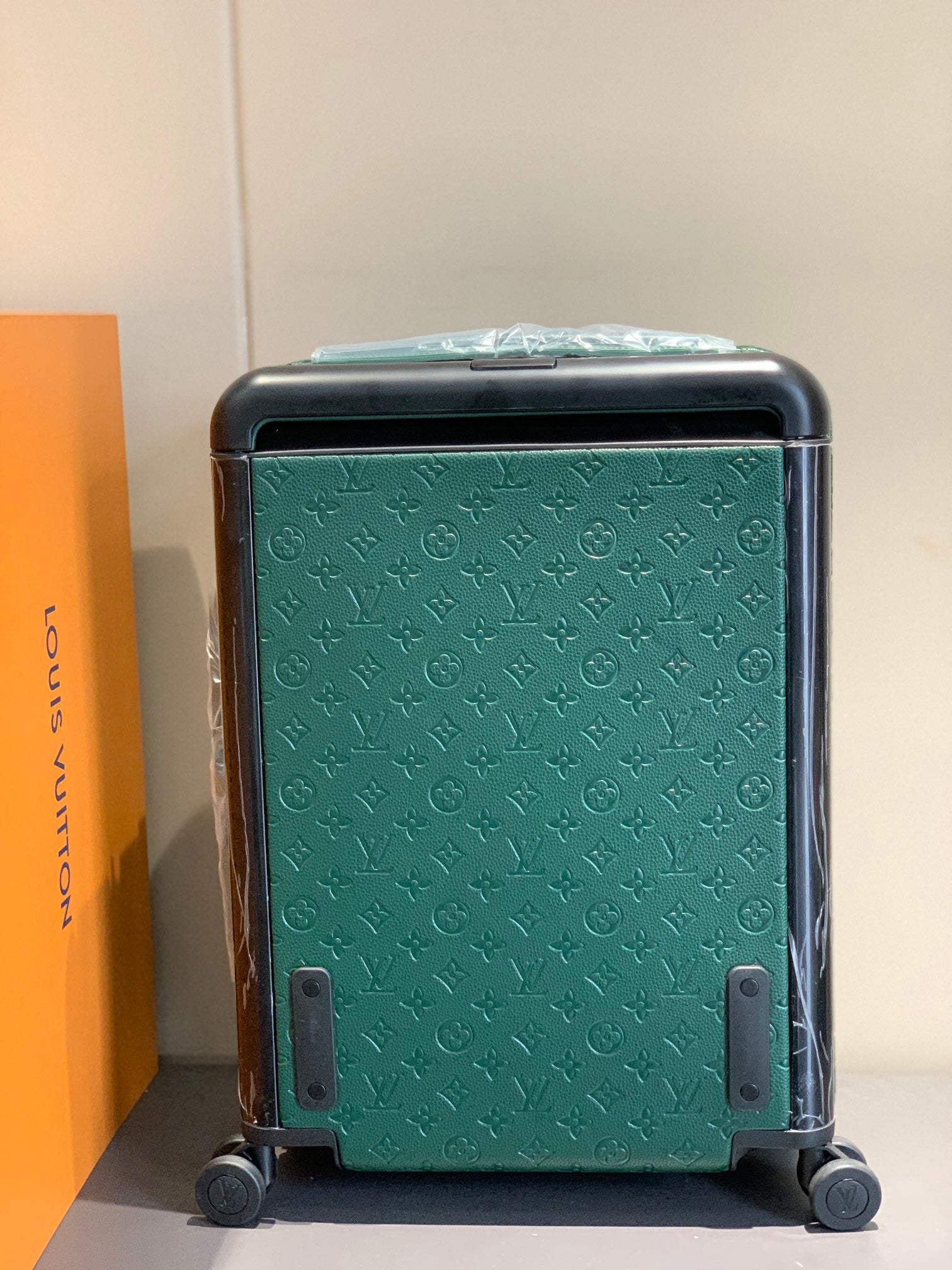Luxury Green Monogram Embossed Hardshell Rolling Suitcase