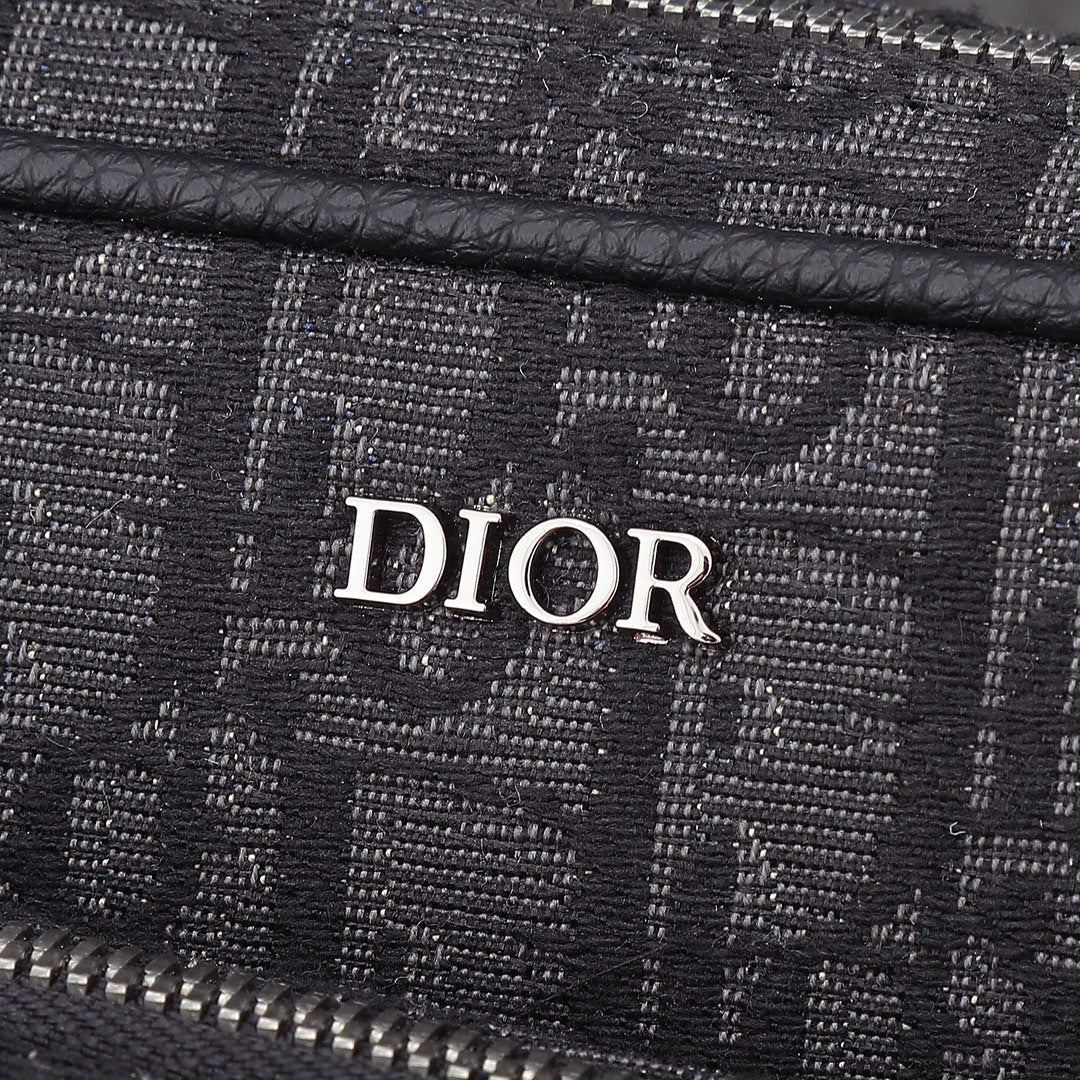 Dior Black Monogram Crossbody Messenger Bag with Detachable Pouch