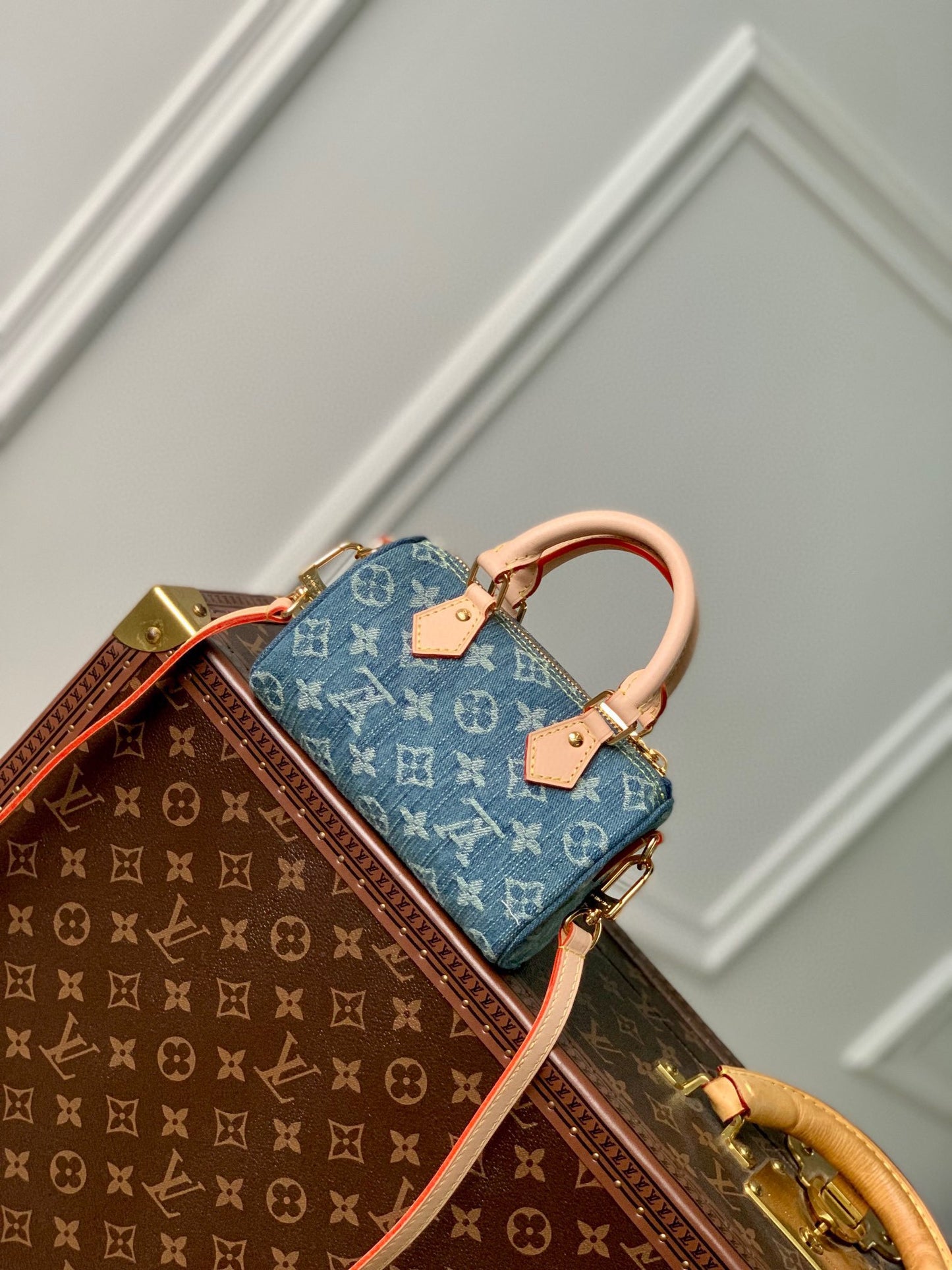 Louis Vuitton Blue Denim Monogram Mini Top-Handle Satchel Crossbody Bag