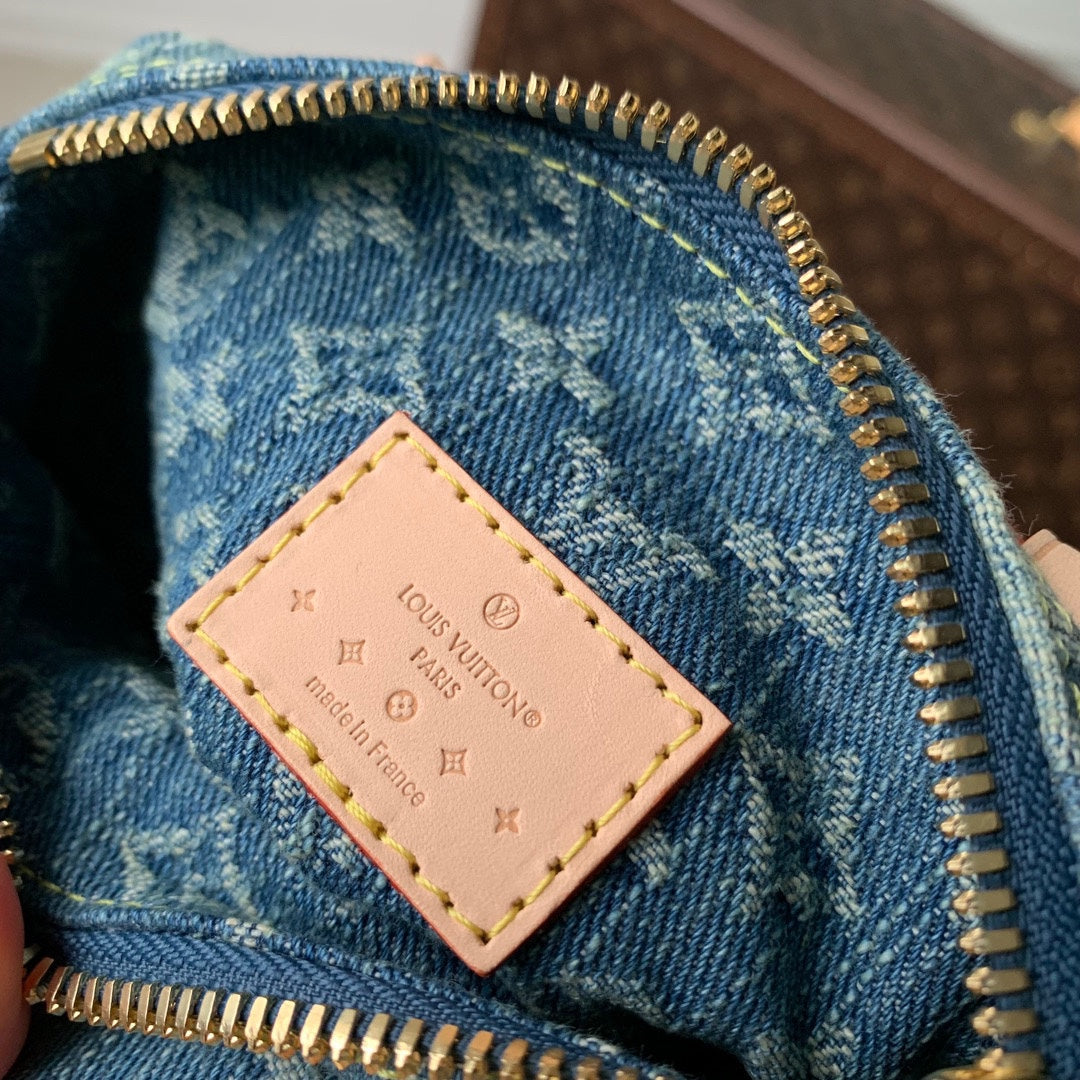 Louis Vuitton Blue Denim Monogram Mini Top-Handle Satchel Crossbody Bag