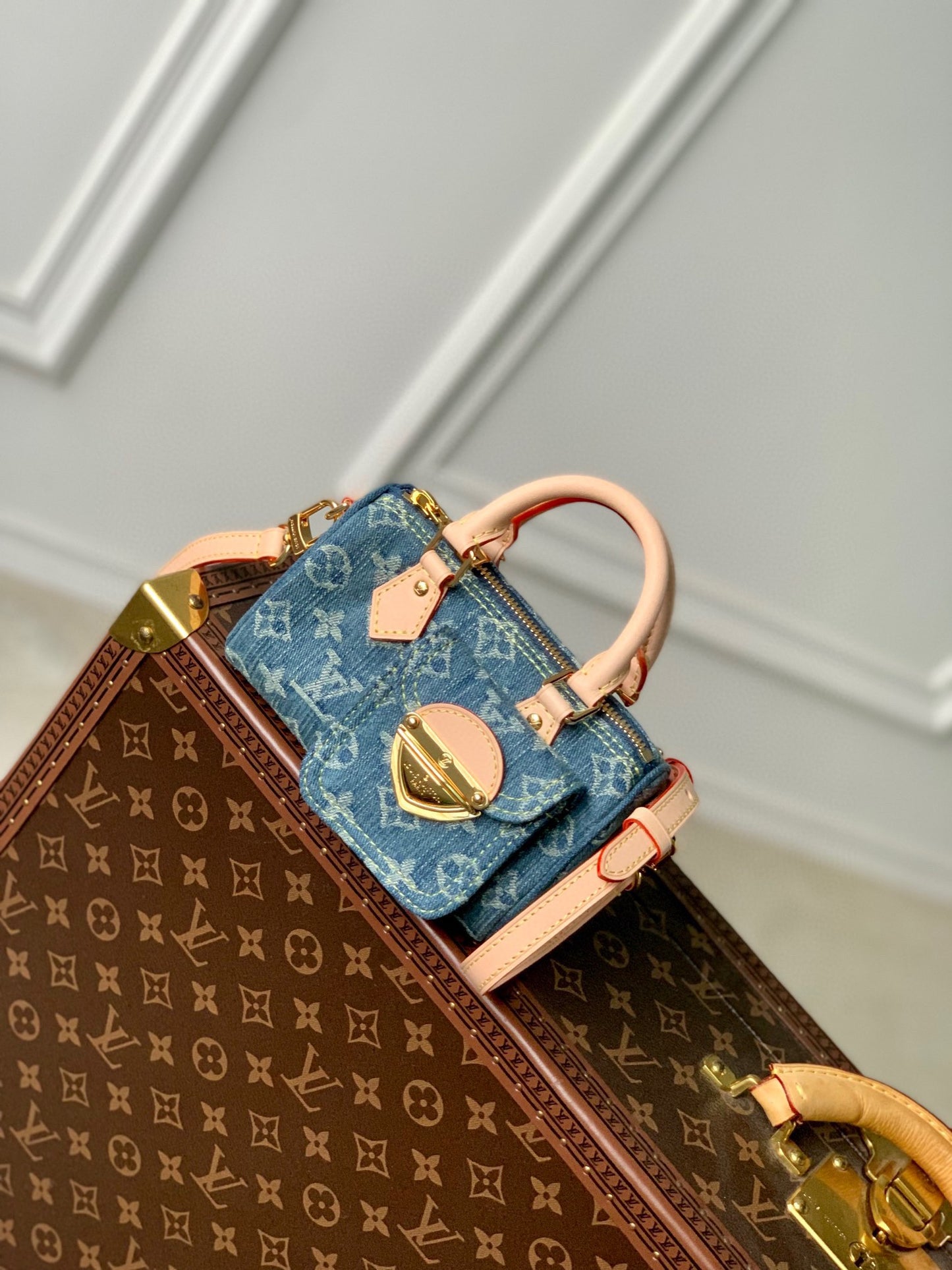 Louis Vuitton Blue Denim Monogram Mini Top-Handle Satchel Crossbody Bag