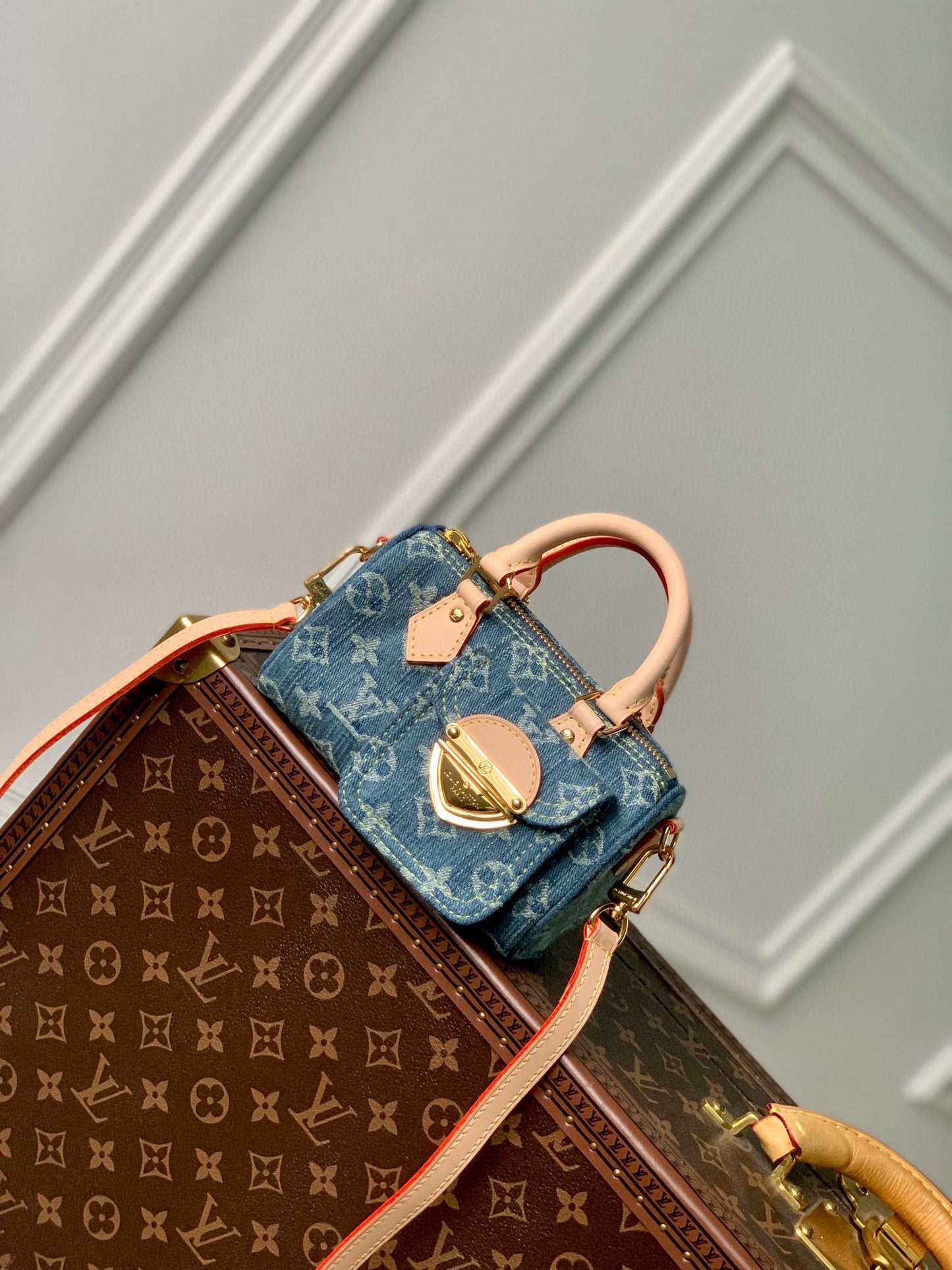 Louis Vuitton Blue Denim Monogram Mini Top-Handle Satchel Crossbody Bag