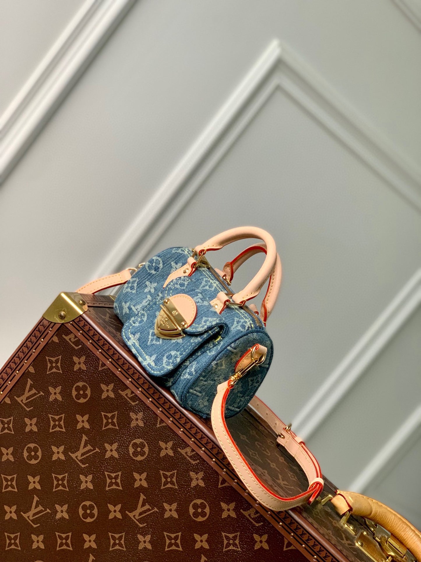 Louis Vuitton Blue Denim Monogram Mini Top-Handle Satchel Crossbody Bag