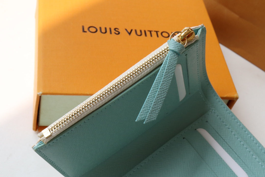Louis Vuitton Women's Pastel Checkered Leather Card Holder Envelope Wallet
