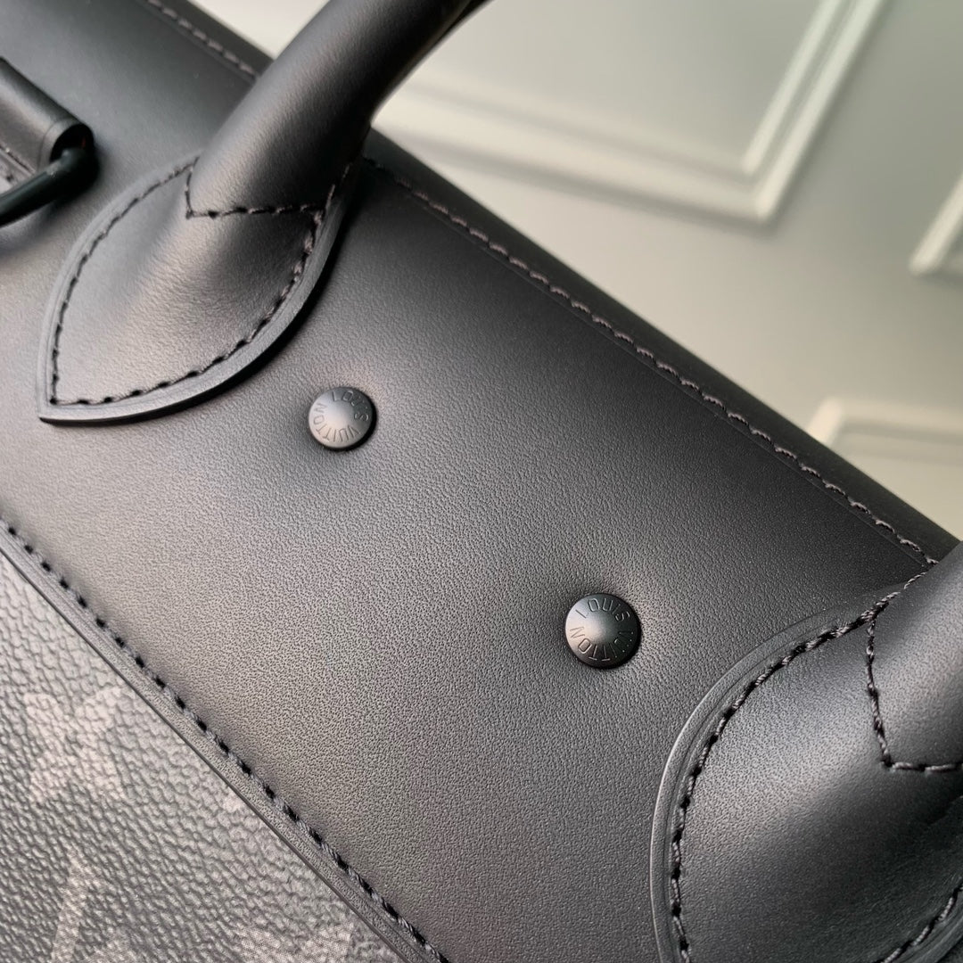 Louis Vuitton Black Monogram Pattern Canvas Crossbody Handbag with Top Handle