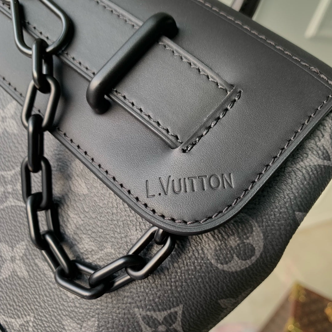 Louis Vuitton Black Monogram Pattern Canvas Crossbody Handbag with Top Handle