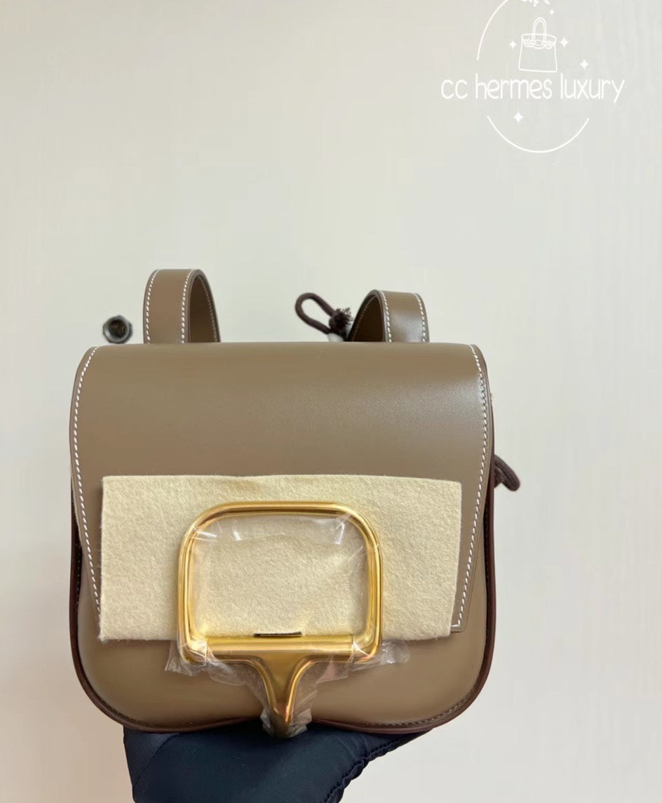 Hermès Della Cavalleria Mini Bag - Taupe Epsom Leather with Gold Hardware