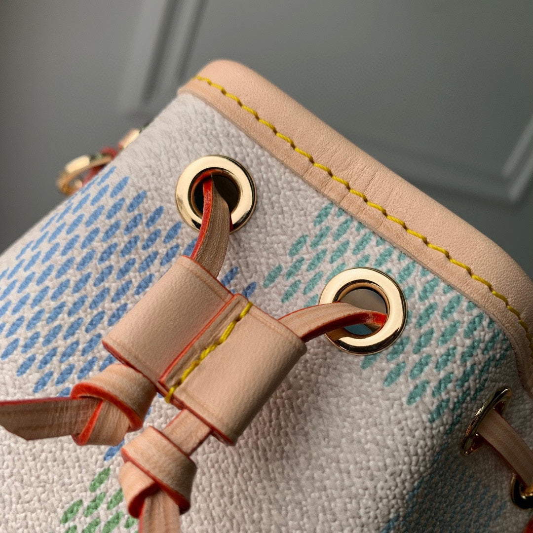 Louis Vuitton Pastel Checkerboard Drawstring Bucket Bag with Leather Strap