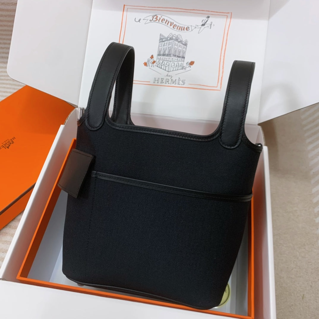 Hermès Picotin Cargo 18 Bag - Black Canvas &amp; Swift Leather