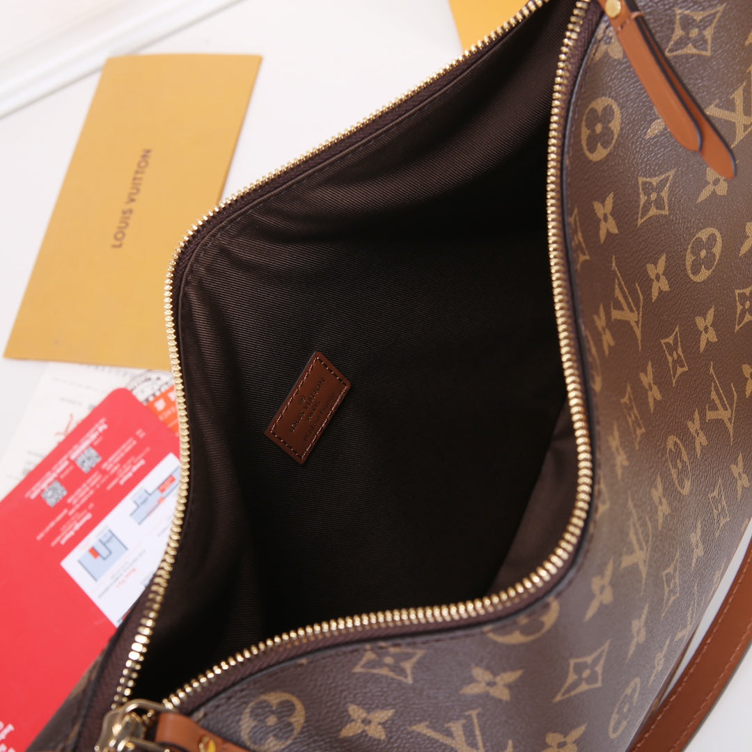 Louis Vuitton Classic Brown Monogram Crescent Shoulder Bag with Gold Chain
