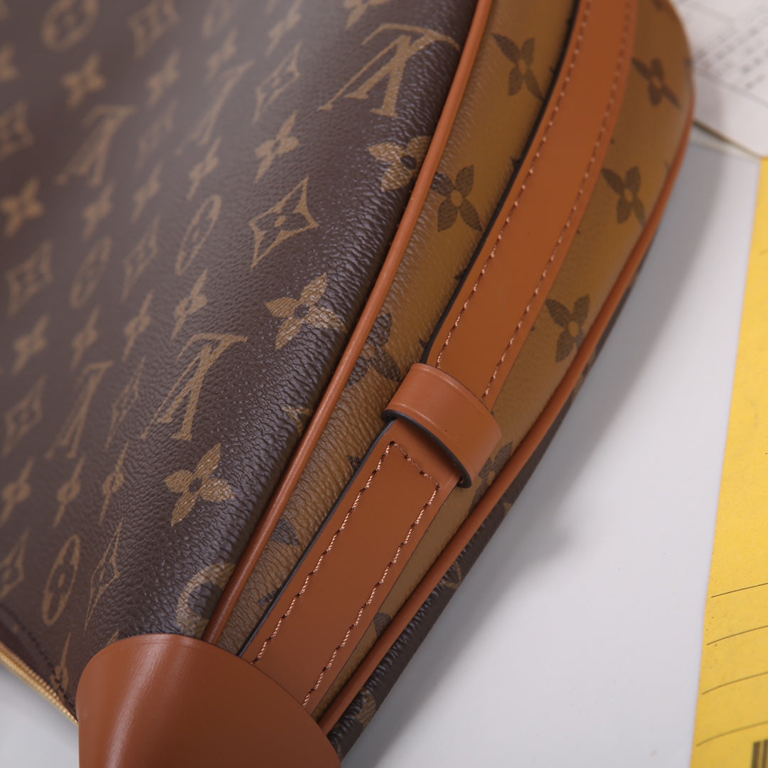 Louis Vuitton Classic Brown Monogram Crescent Shoulder Bag with Gold Chain