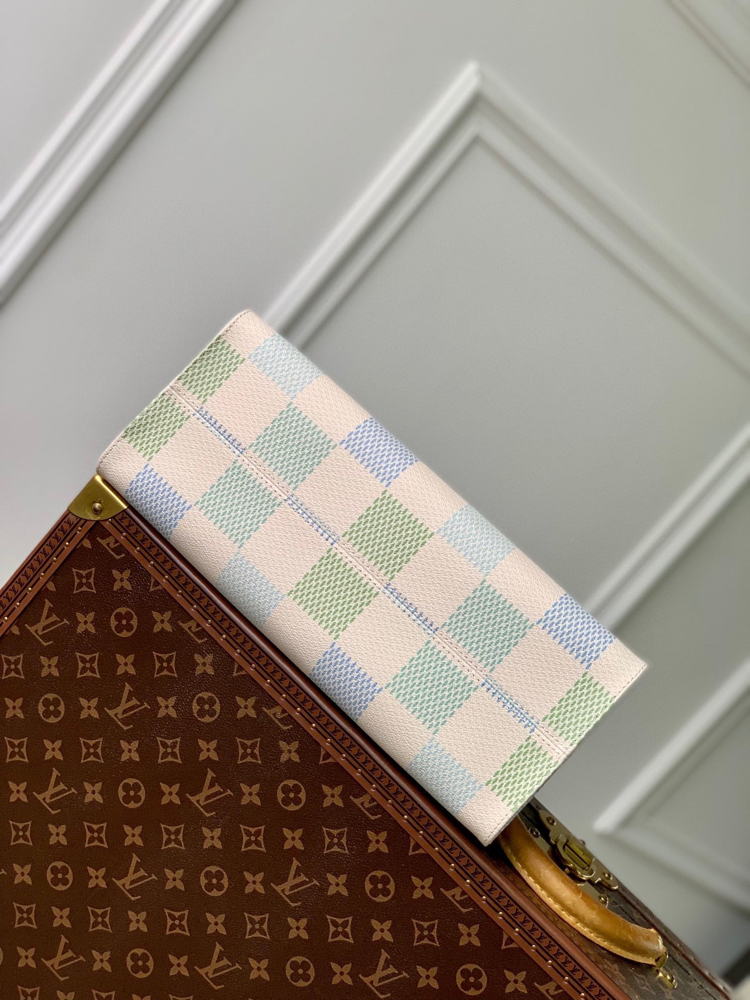 Louis Vuitton Onthego MM Bag Damier Lichen Coated Canvas - By The Pool Collection