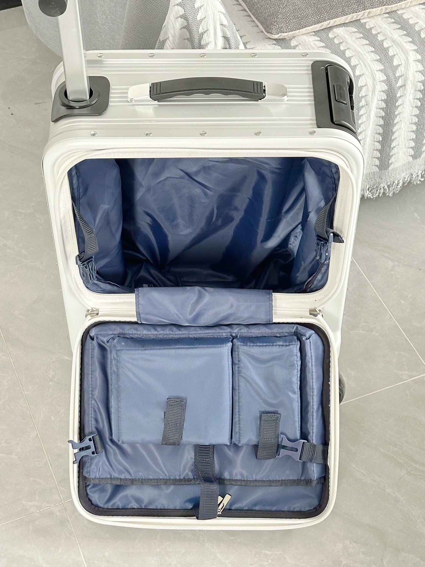White Ride-On Suitcase for Kids Rolling Carry-On Travel Luggage