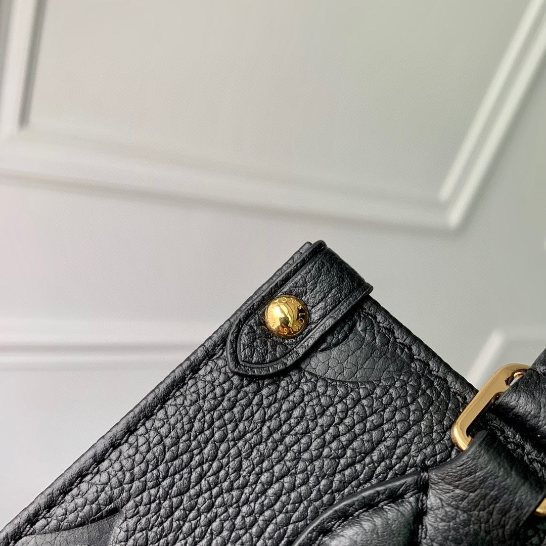 Louis Vuitton Black Embossed Textured Leather Top Handle Tote Handbag