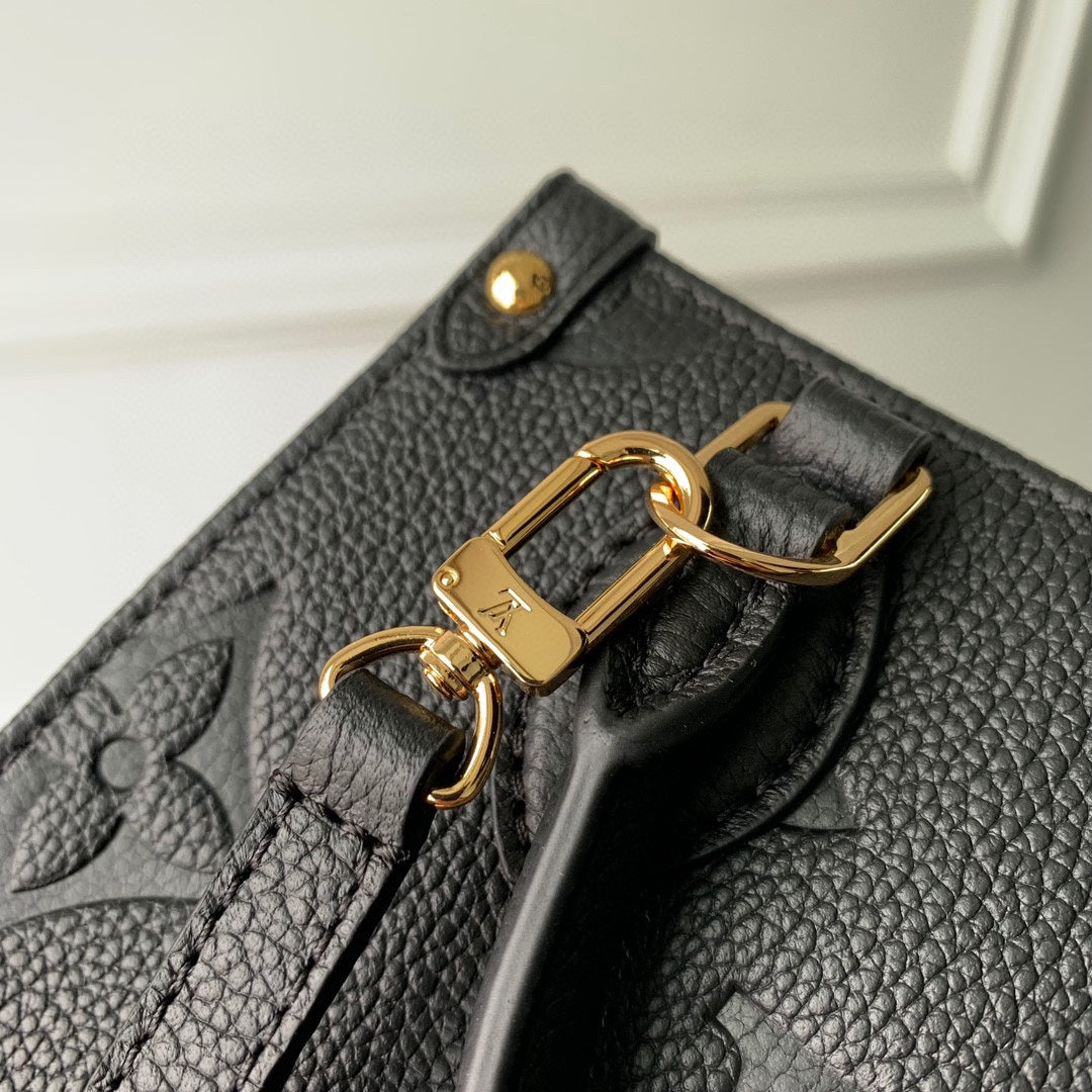 Louis Vuitton Black Embossed Textured Leather Top Handle Tote Handbag