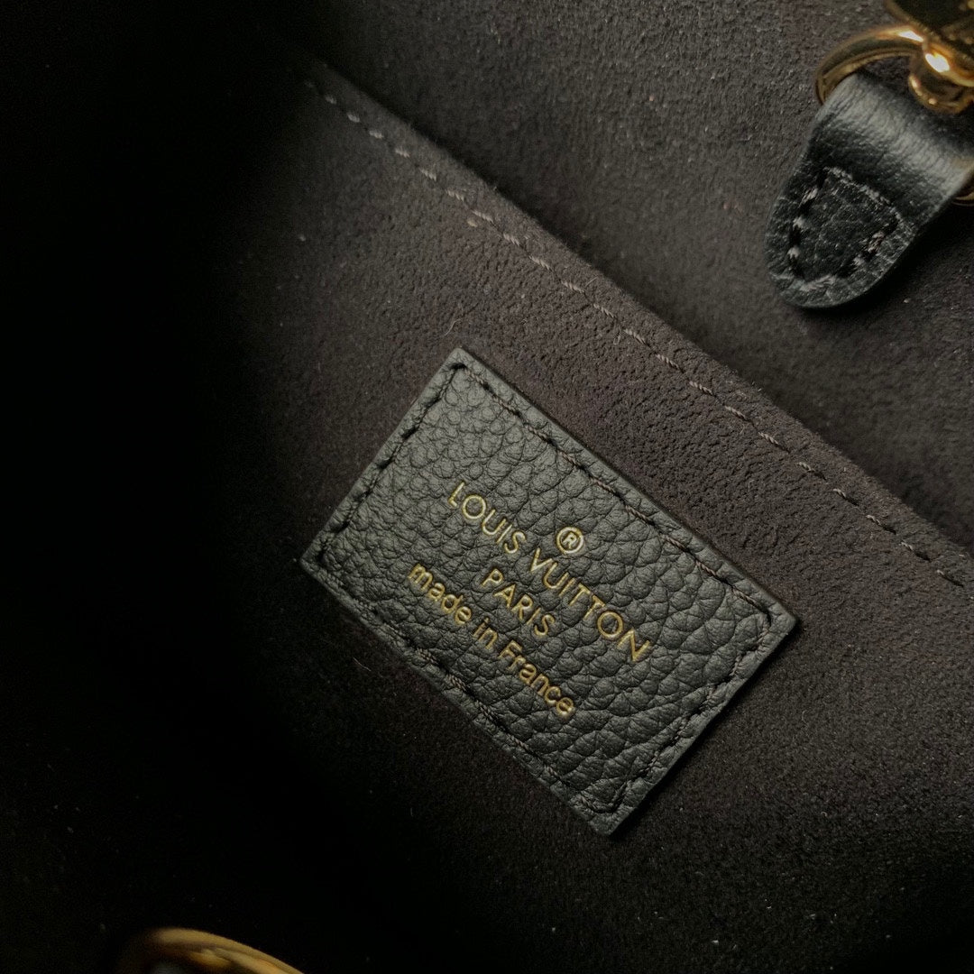 Louis Vuitton Black Embossed Textured Leather Top Handle Tote Handbag