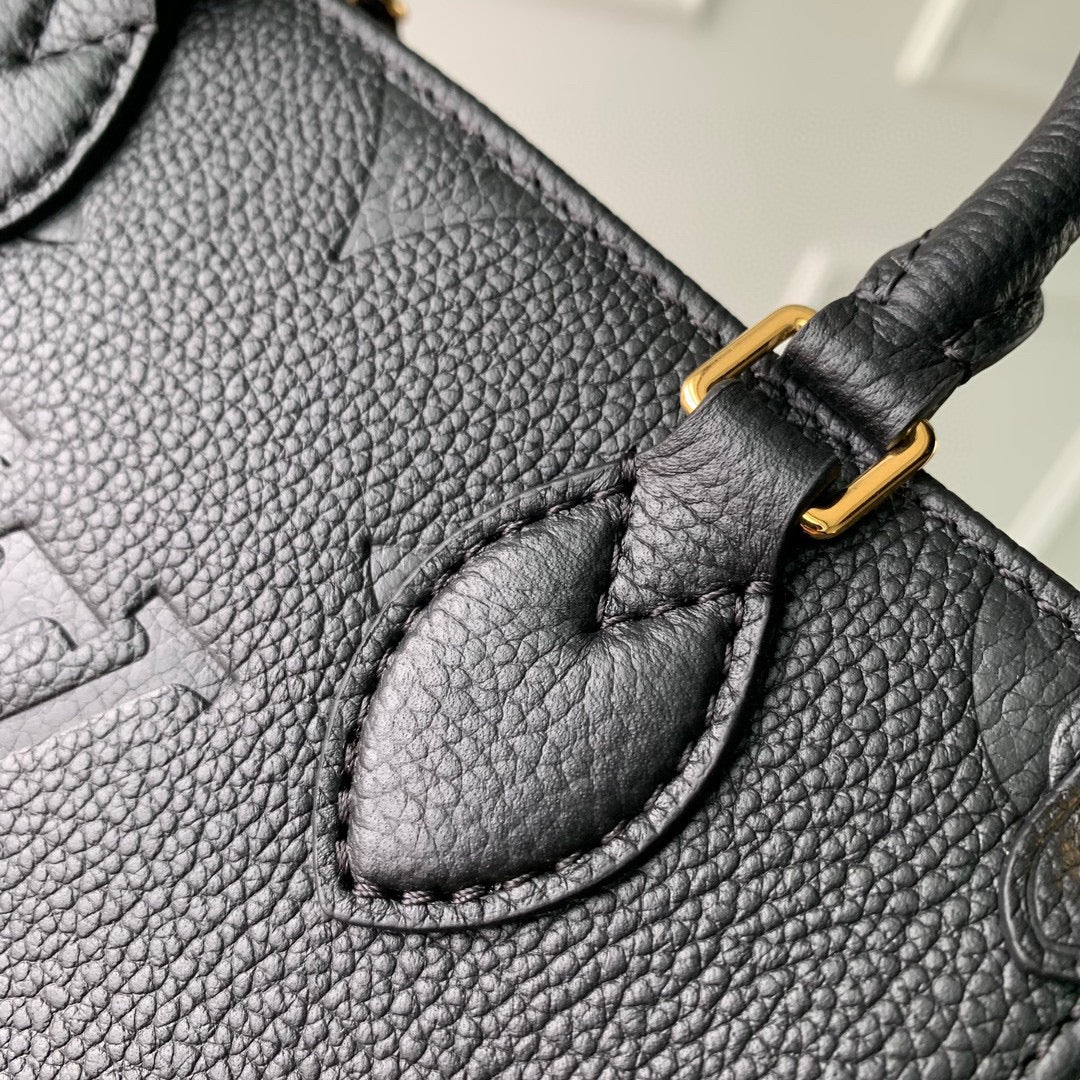Louis Vuitton Black Embossed Textured Leather Top Handle Tote Handbag