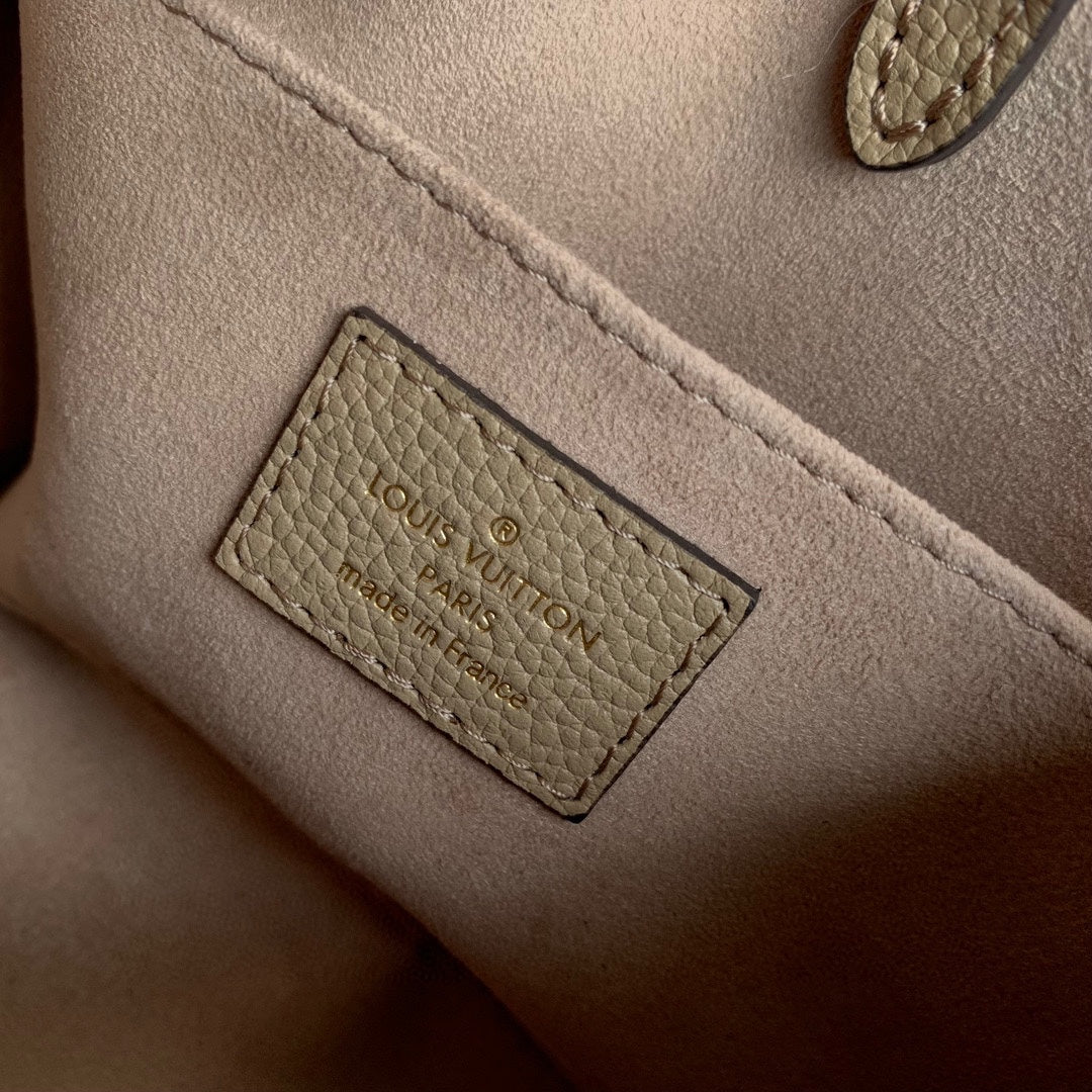 Louis Vuitton Elegant Taupe Embossed Leather Mini Tote Bag with Top Handles