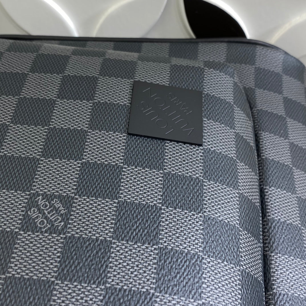 Louis Vuitton Luxury Grey Checkerboard Pattern Unisex Travel Backpack