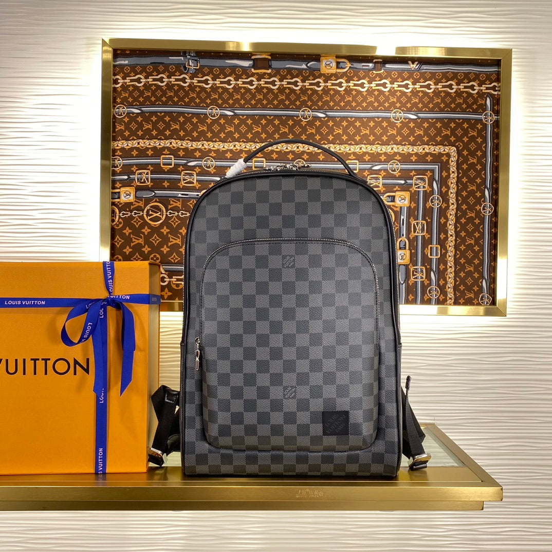 Louis Vuitton Luxury Grey Checkerboard Pattern Unisex Travel Backpack